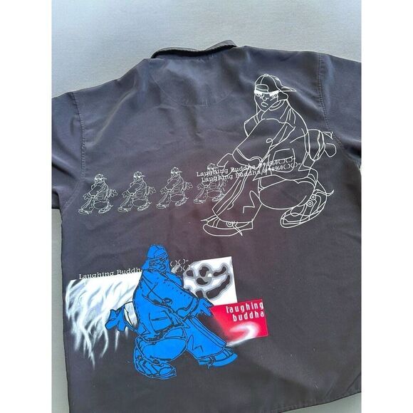 Vintage Y2K Laughing Buddha Button Up AOP Shirt (2000s) Size 2XL - Picture 6 of 7